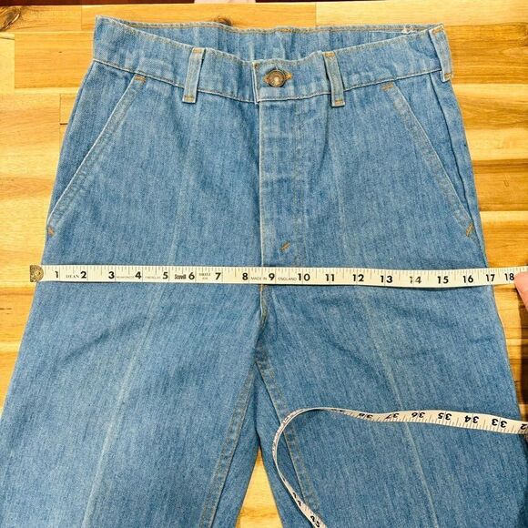 Vintage 1970s Levi’s Wide Leg Flare Bell Bottom Jeans Orange Tab 27x30 Movin' On - Picture 9 of 9
